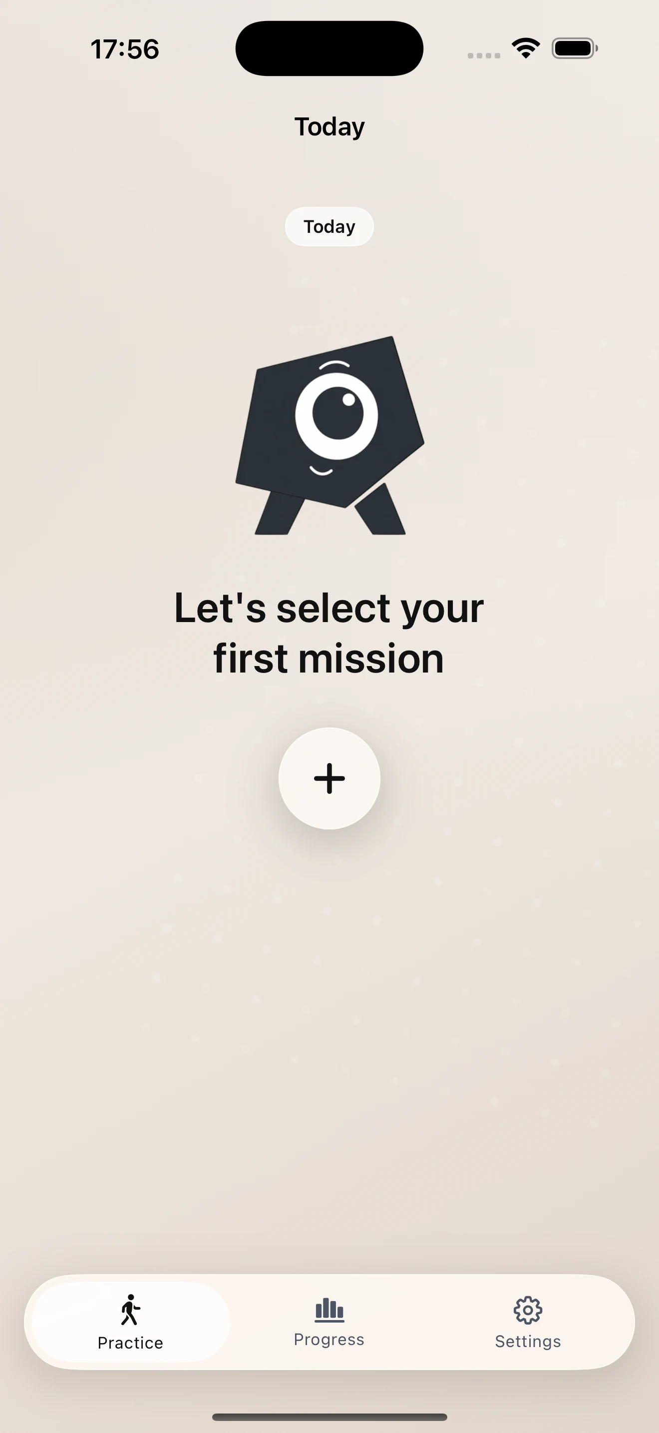 Start Small Today screen asking the user to select a first mission.